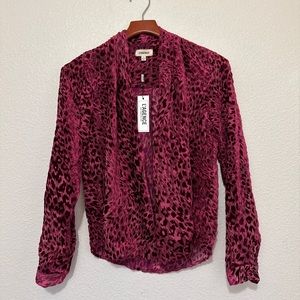 L'Agence Lydia Drape Front Blouse Size XS Deep Ruby